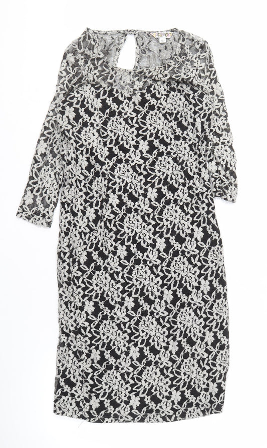 Joe Browns Women's Black Ivory Lace Sheath Dress Size 14