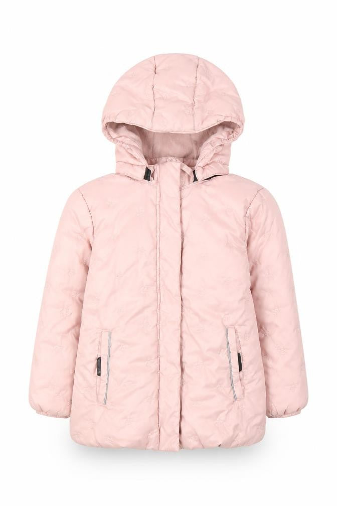 Front view of LEGO girls’ pink puffer jacket with hood -, size 3, years
