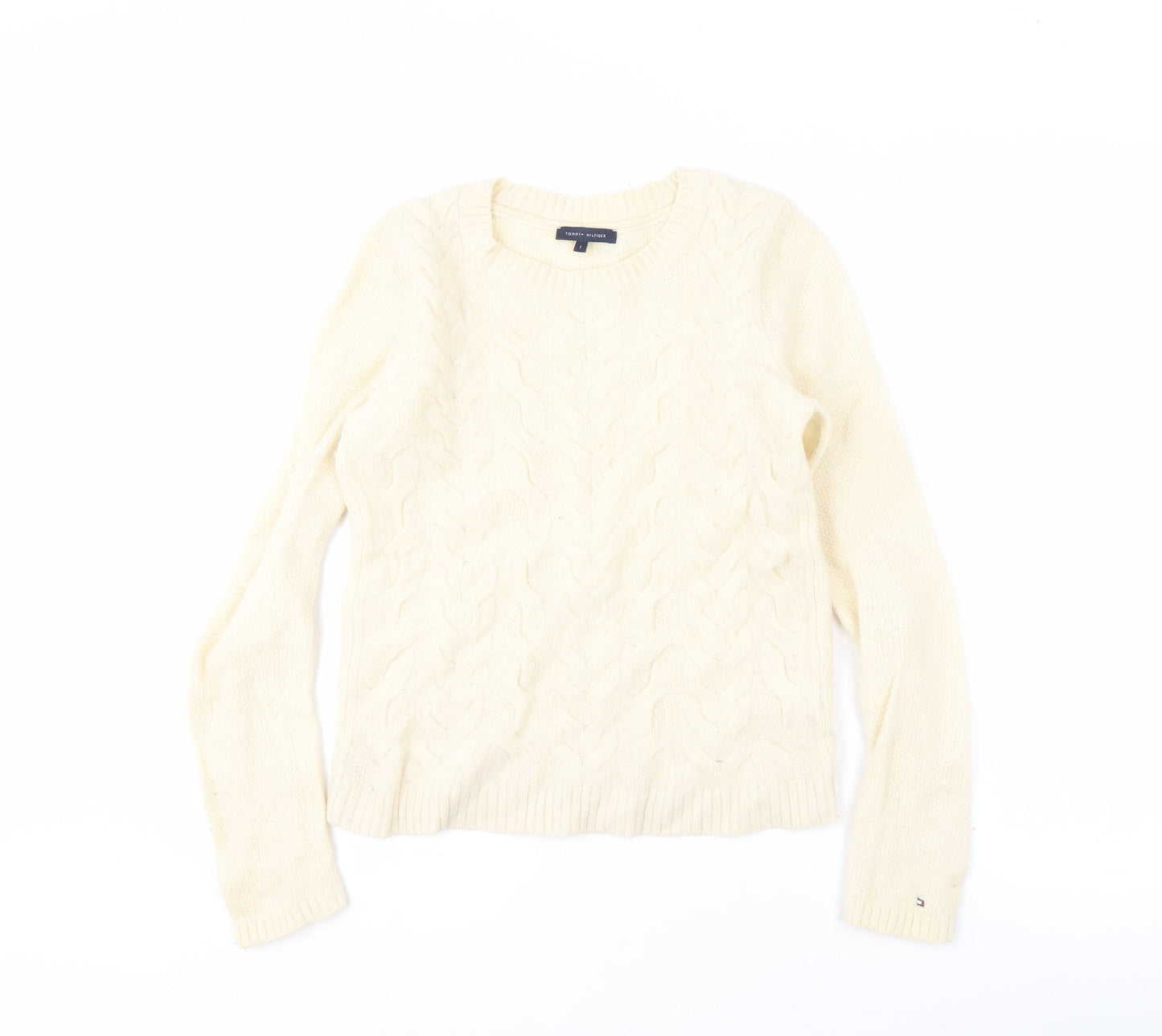 Tommy Hilfiger Ivory Cable-Knit Pullover Jumper S