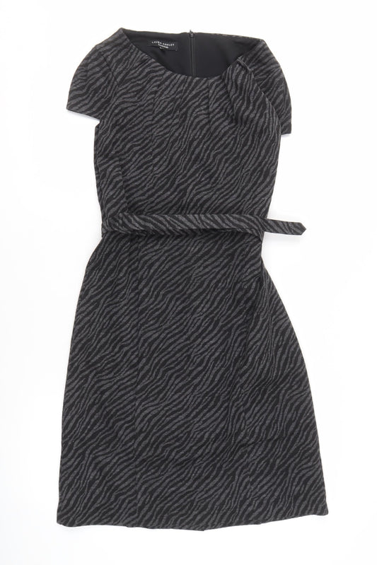 Laura Ashley Women's Black Animal Print Dress Size 12