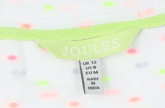 Joules Women's White Polka Dot Blouse Size UK 12