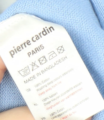 Pierre Cardin Men's Blue V-Neck Cotton Pullover Jumper