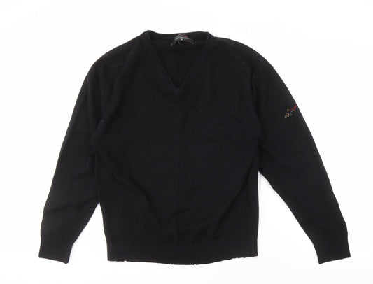 Greg Norman Men's Black V-Neck Wool Jumper M