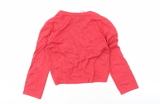 Hobbs Women's Red Open Front Cardigan XS Lightweight Knit