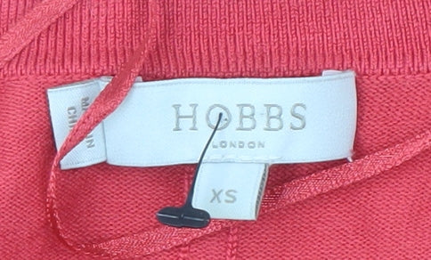 Hobbs Women's Red Open Front Cardigan XS Lightweight Knit