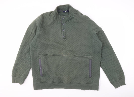 Lands' End Men's Green XL Henley Quilted Sweatshirt