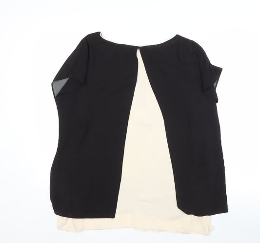 Wallis Women's Black Floral Tunic, Size 16, Boat Neck