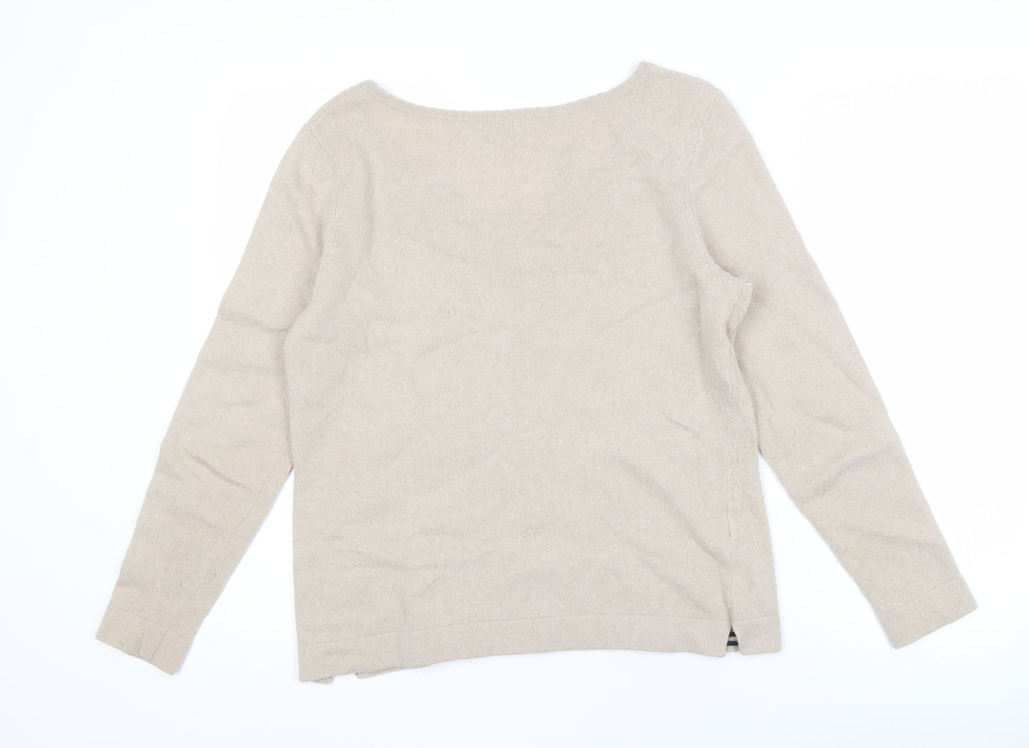 Laura Ashley Beige Women's Henley Jumper Size 14
