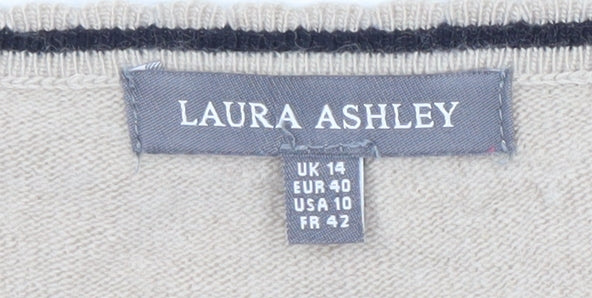 Laura Ashley Beige Women's Henley Jumper Size 14