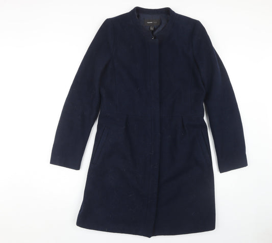 Mango Women's Blue Wool Blend Overcoat, Size S