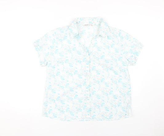 EWM Women's Blue Floral Button-Up Shirt Size 16