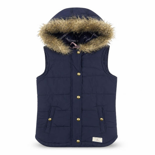 Joules Girls Blue Padded Fur Trim Hooded Puffer Jacket 10 Years