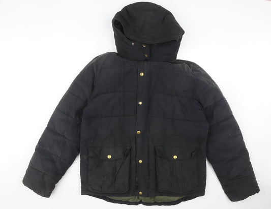 GAP Men's Black Puffer Jacket L Hooded Casual