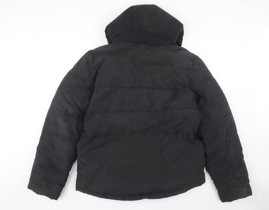 GAP Men's Black Puffer Jacket L Hooded Casual