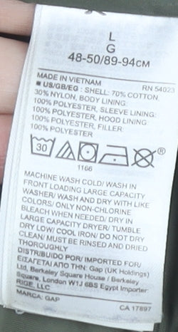 GAP Men's Black Puffer Jacket L Hooded Casual