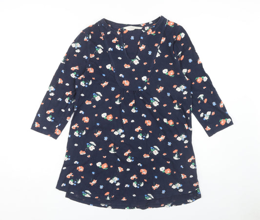 Fat Face Women's Blue Floral Tunic V-Neck Top Size 14