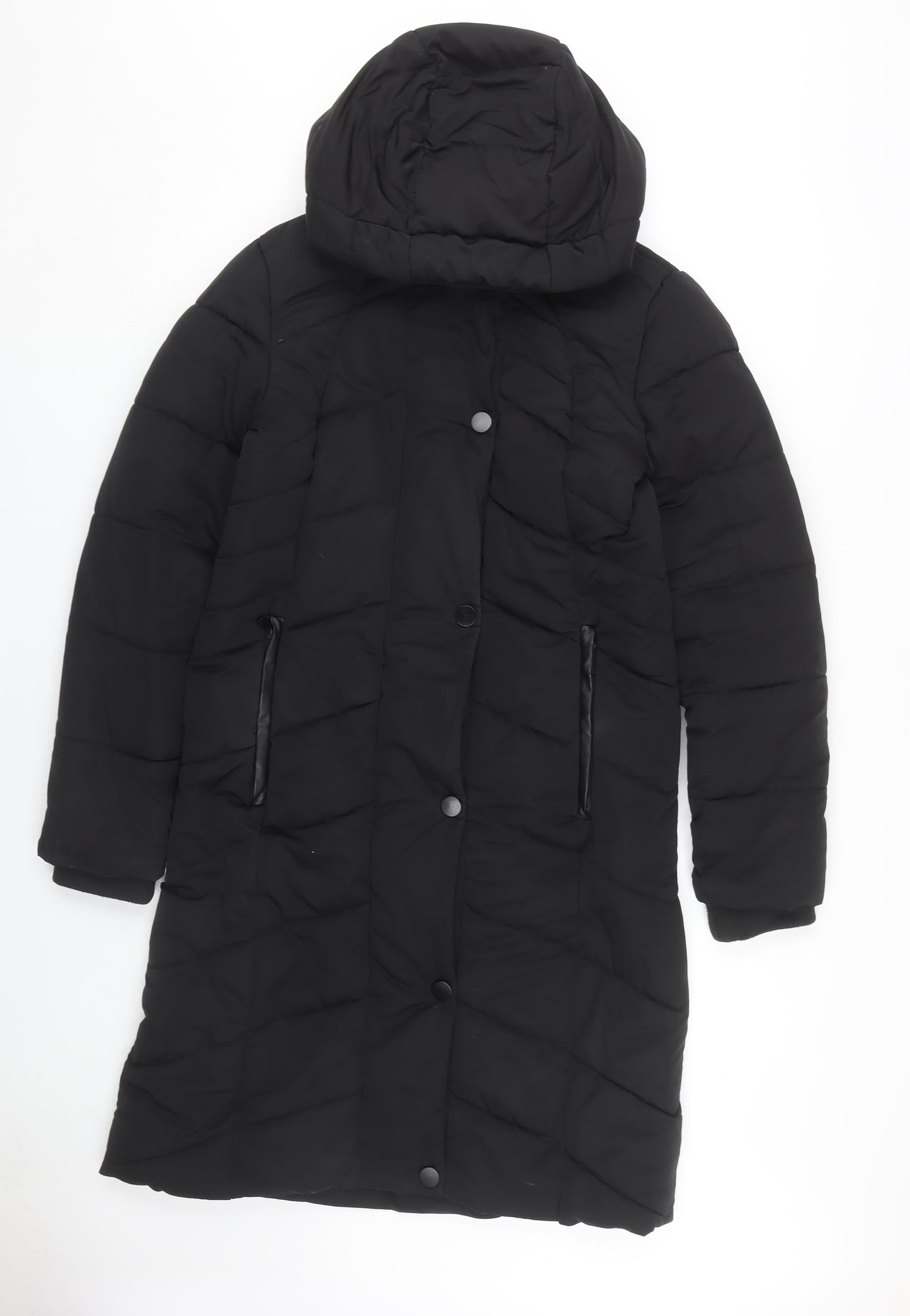 Next Women's Black Hooded Puffer Jacket Size 8