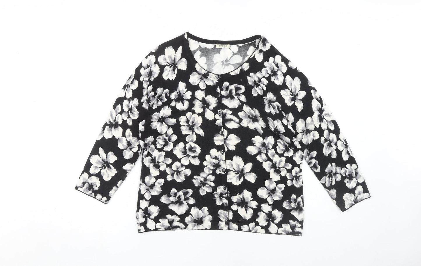 Precis Petite Women's Black Floral Cardigan Medium