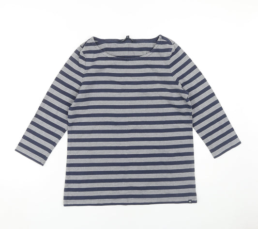 Crew Clothing Women's Striped Top Blue Size 12