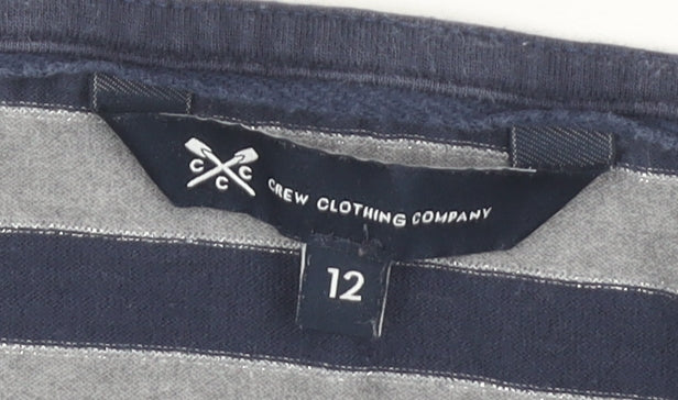 Crew Clothing Women's Striped Top Blue Size 12