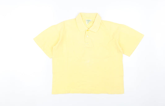 Laura Ashley Women Yellow Polo Shirt Size S