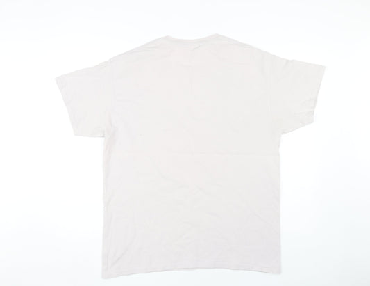Gildan Men's Beige Car Print T-Shirt, Large, Classic Style
