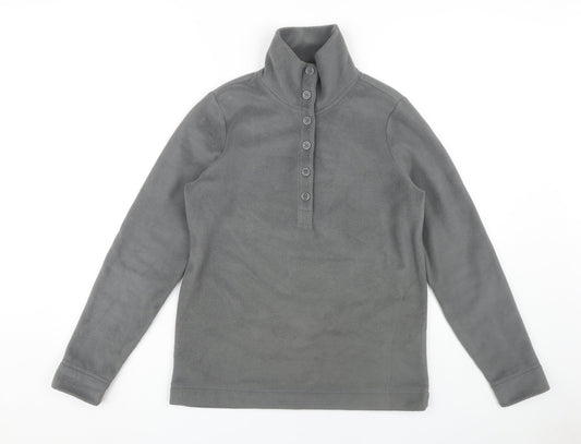 Lands' End Men's Grey Henley Sweatshirt XS Fleece