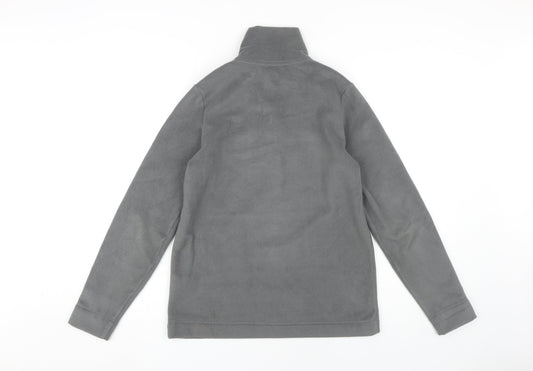 Lands' End Men's Grey Henley Sweatshirt XS Fleece