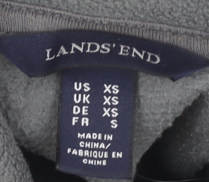 Lands' End Men's Grey Henley Sweatshirt XS Fleece
