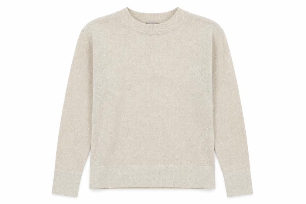 H&M Women Beige XS Crew Neck Pullover Jumper
