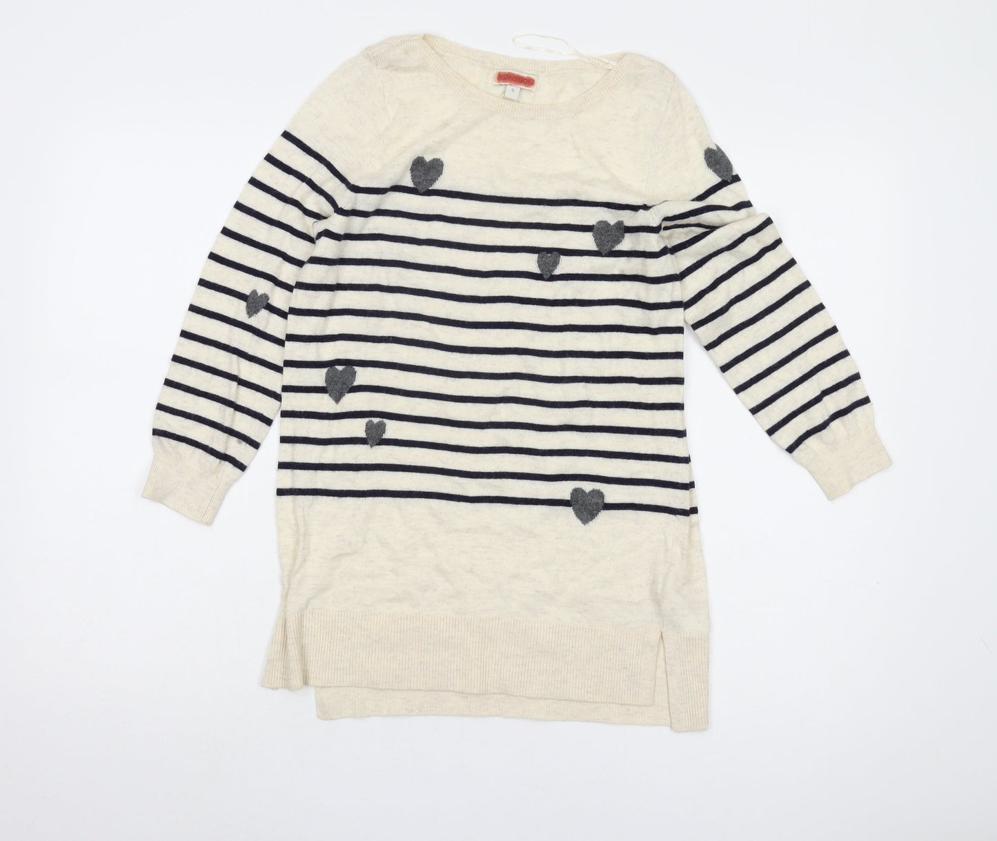 Monsoon Women's Beige Striped Pullover Jumper, S