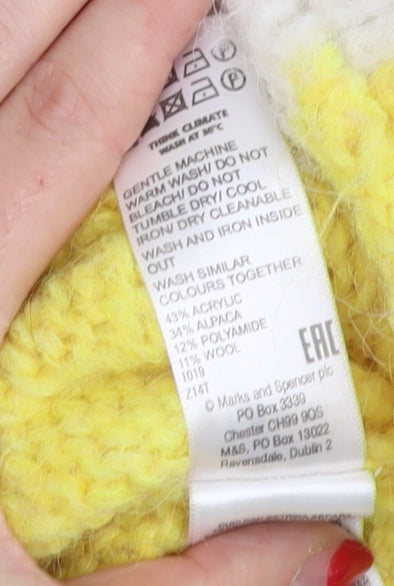 Marks and Spencer Women's Yellow Chunky Knit Pullover Jumper Size 8