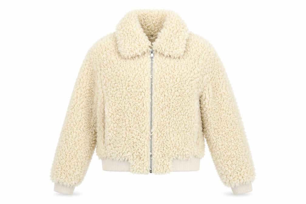 H&M Women's Ivory Fleece Bomber Jacket XS
