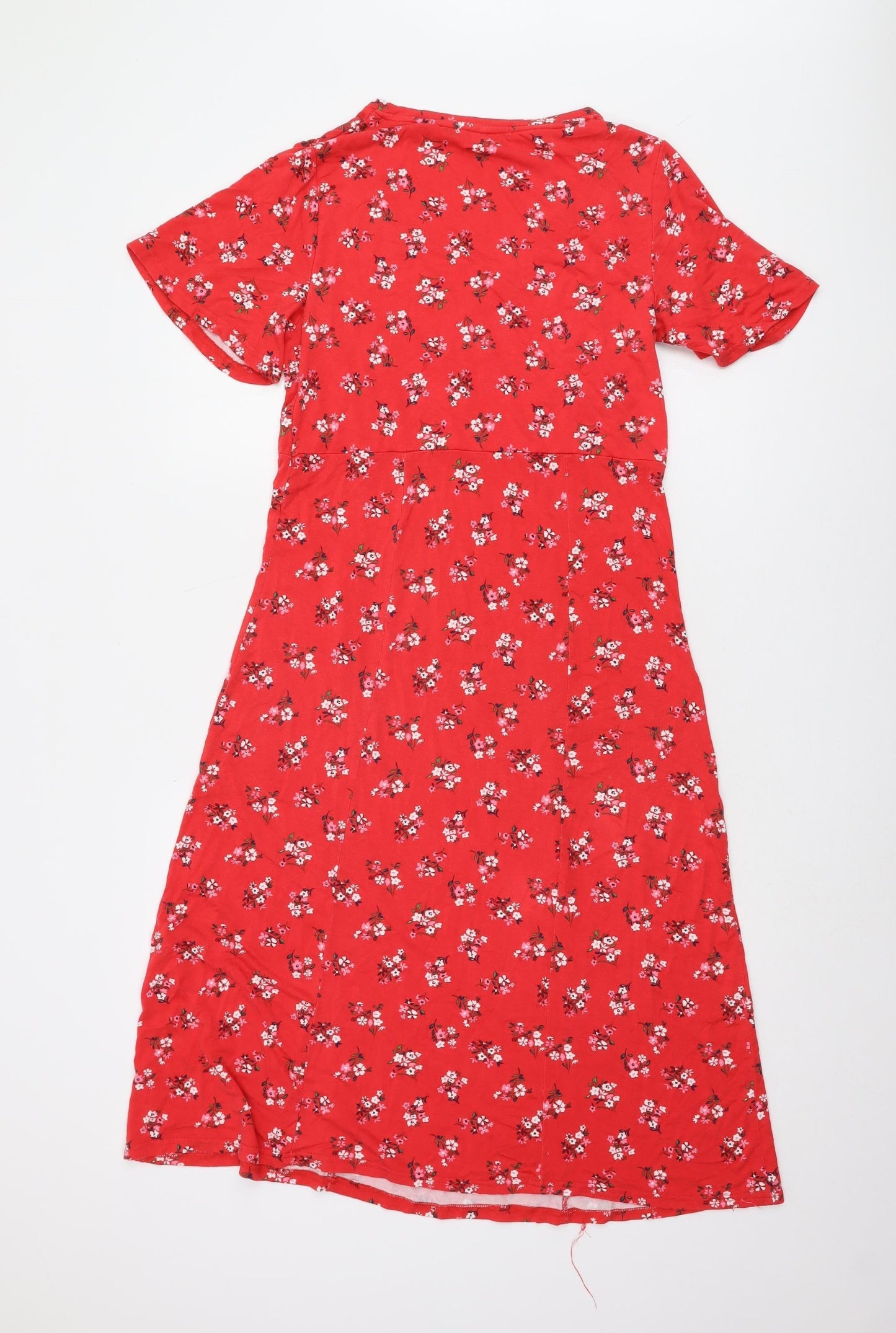 WoolOvers Women’s Red Floral V-Neck Dress, Size S