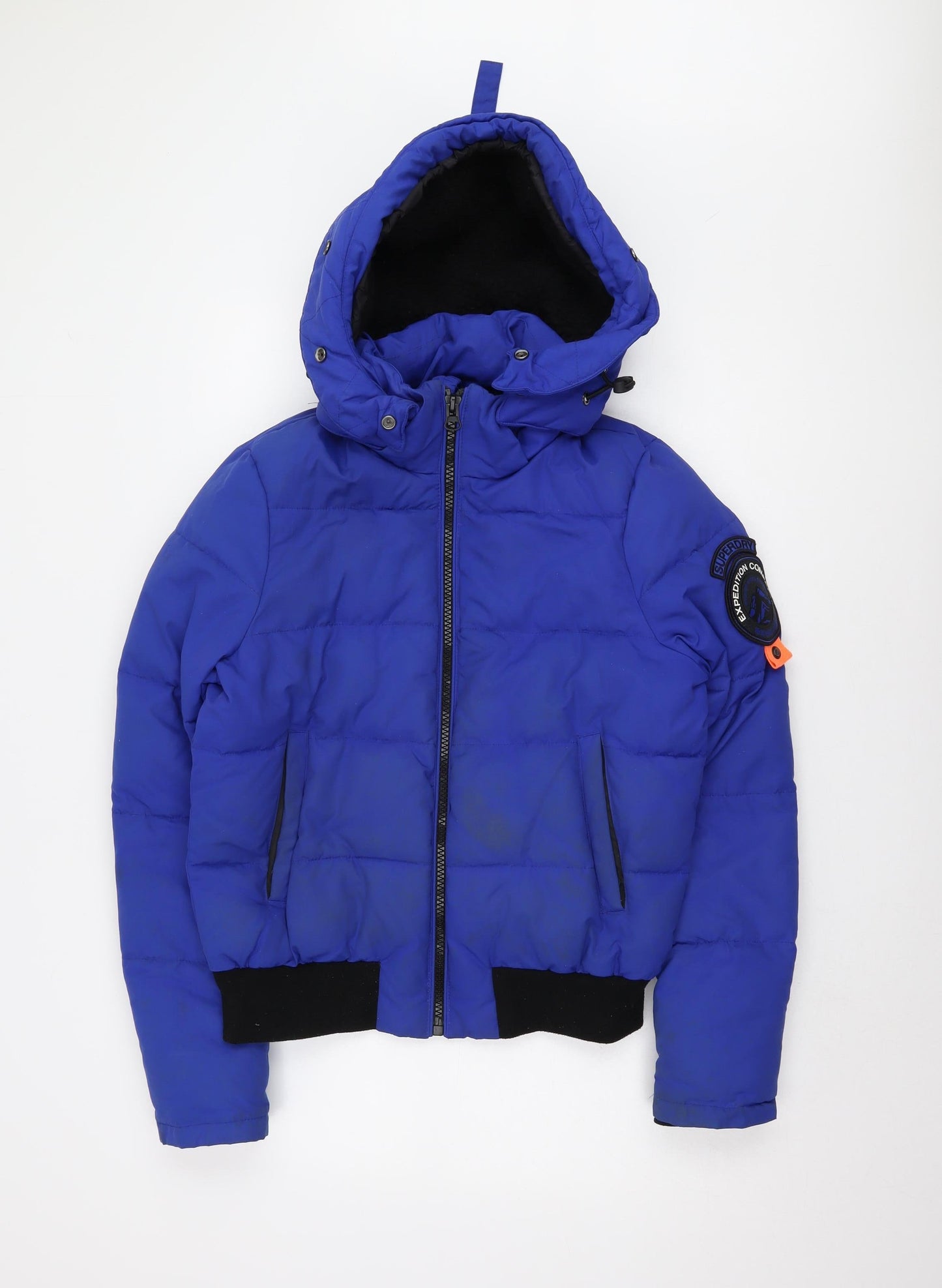 Superdry Women's Blue Puffer Jacket UK 12 Hooded