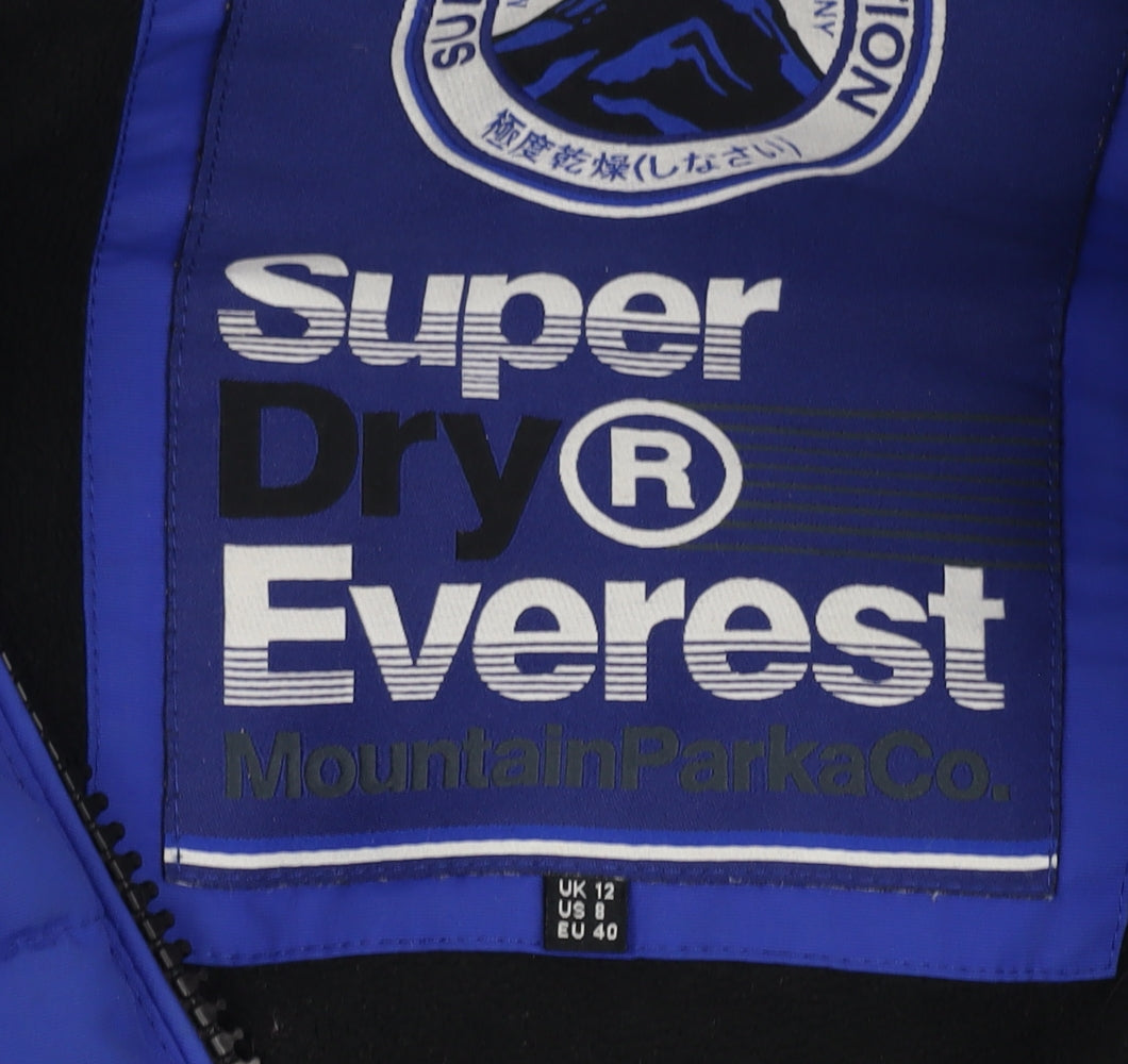 Superdry Women's Blue Puffer Jacket UK 12 Hooded