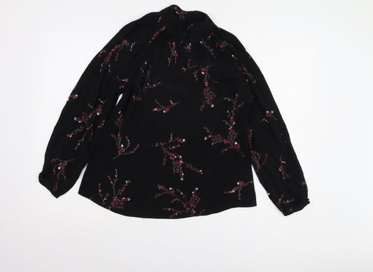 Mint Velvet Women's Black Floral Blouse Size 10