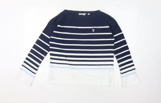 U.S. Polo Assn. Women's Blue Striped Top, Size 8