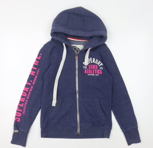 Superdry Women's Blue Hooded Basic Jacket, Size S