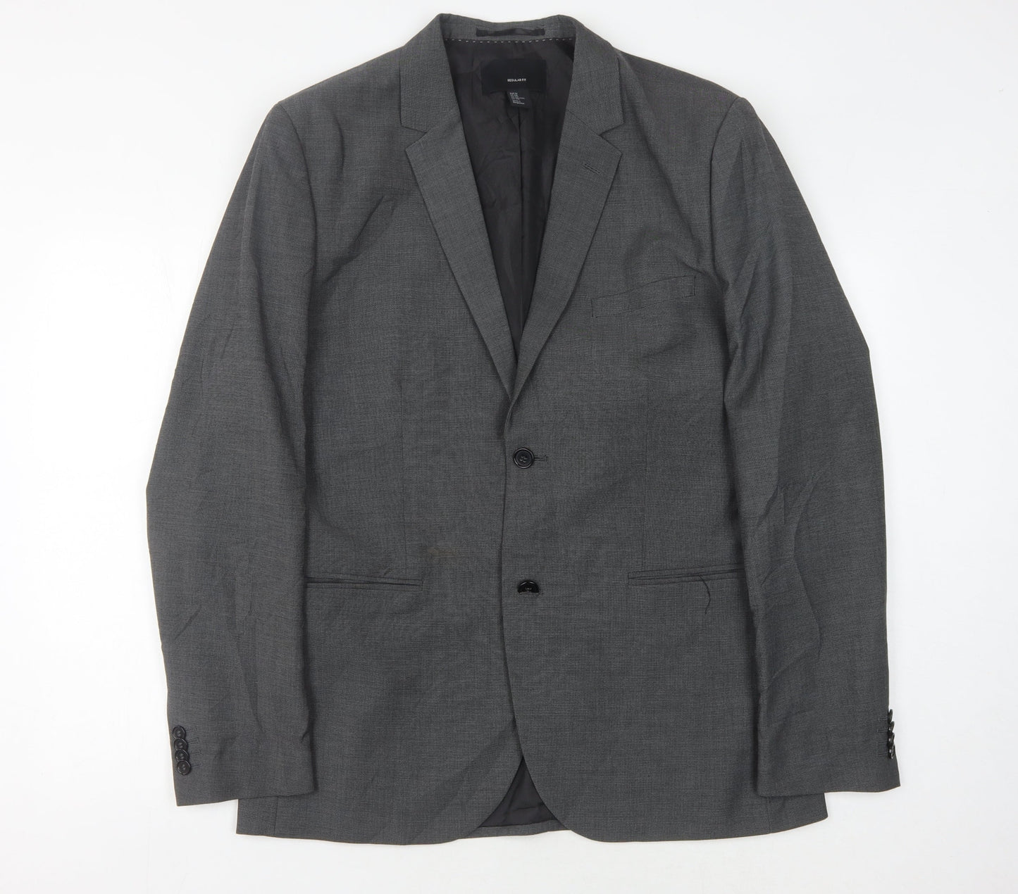 H&M Men's Grey Blazer 44 Regular Fit
