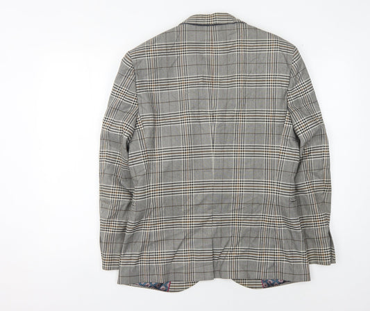 Next Men's Grey Plaid Blazer Jacket, 38 Short Length