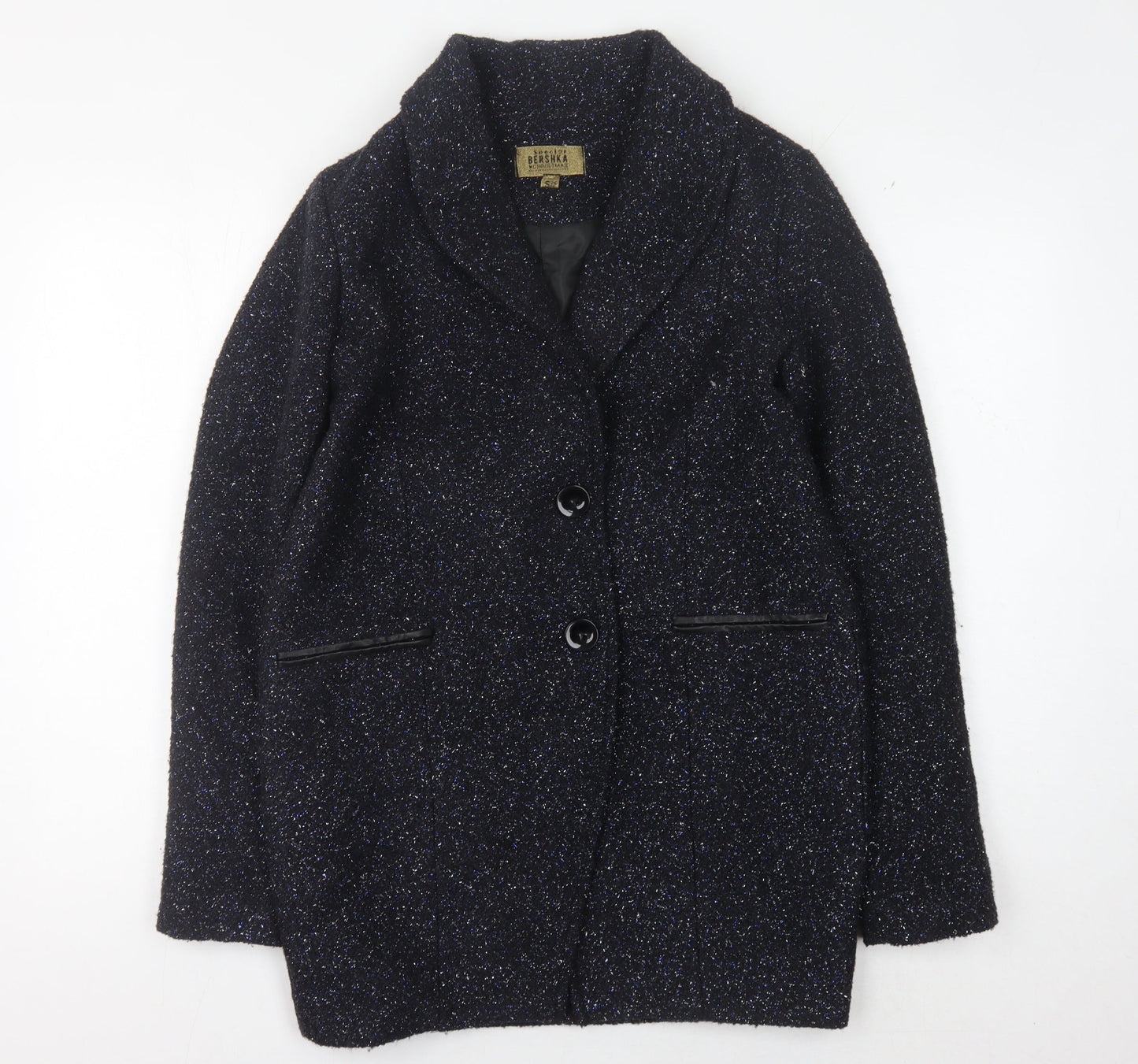 Bershka Women's Black Mid-Length Coat Size S