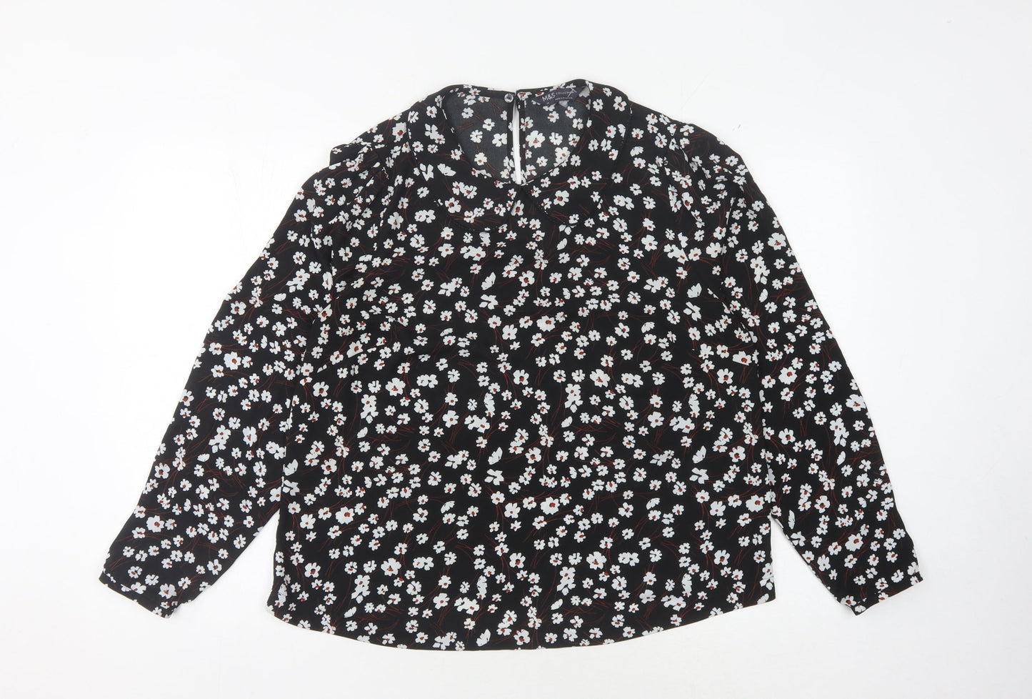 Marks and Spencer Women's Black Floral Blouse Size 14