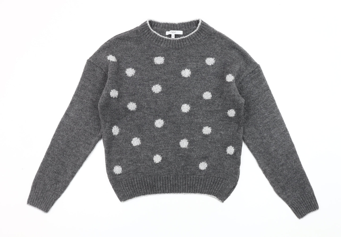 Next Women's Grey Chunky-Knit Polka Dot Jumper XS