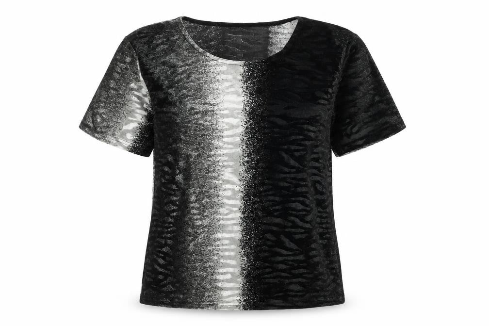 Womens UK Size 12 Twotone Designs Black Polyester Blend T-Shirt