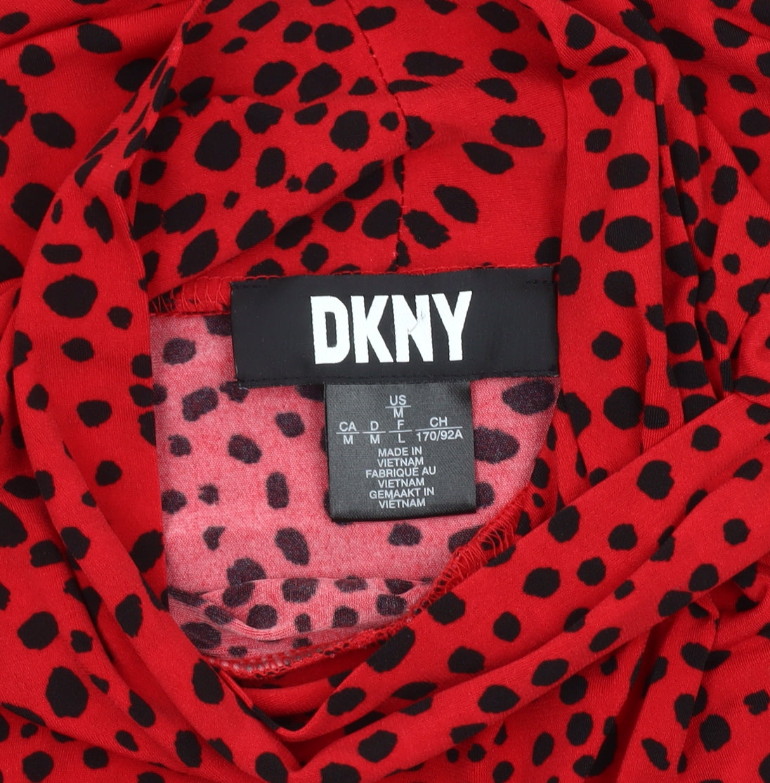 DKNY Women's Red Animal Print High Neck Top - M