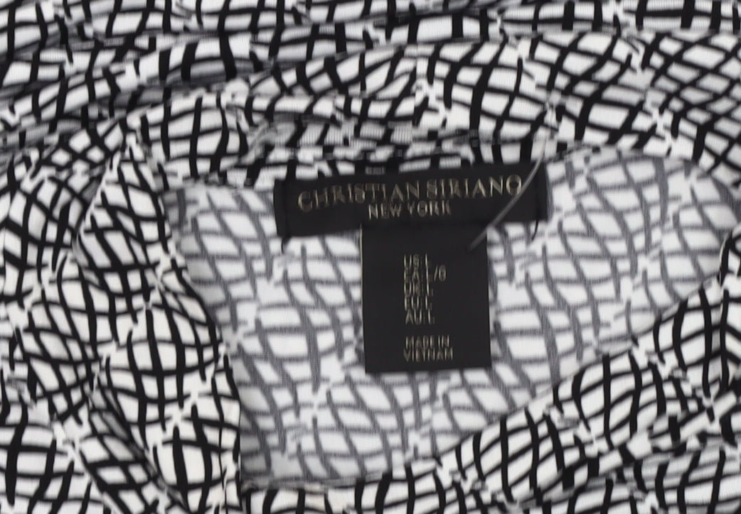 Christian Siriano Women's Black Geometric Long Sleeve Top