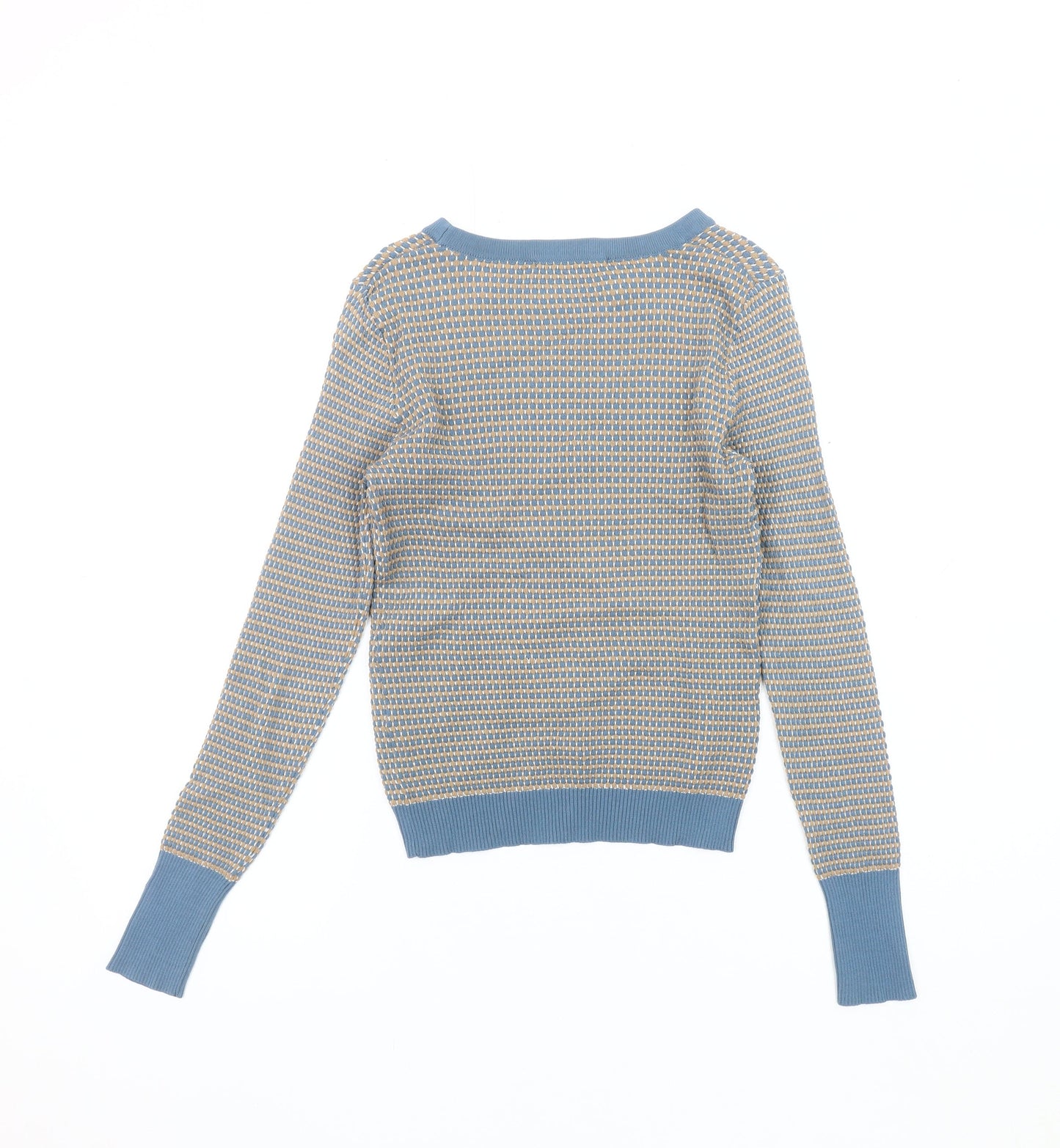 Zara Women's Blue Geometric Pullover Jumper, Size 8
