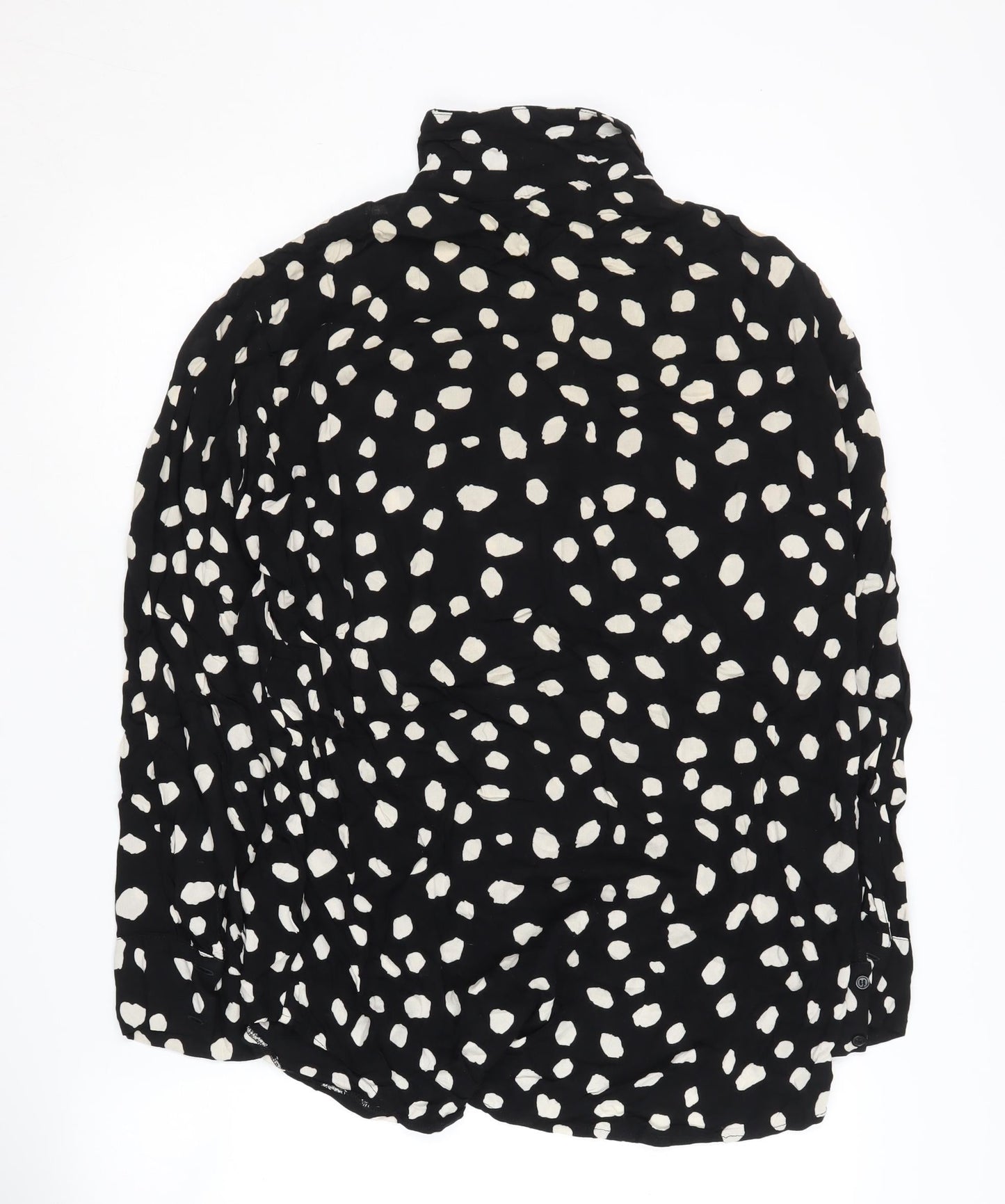 Collusion Women Black Animal Print Collared Shirt Size 8