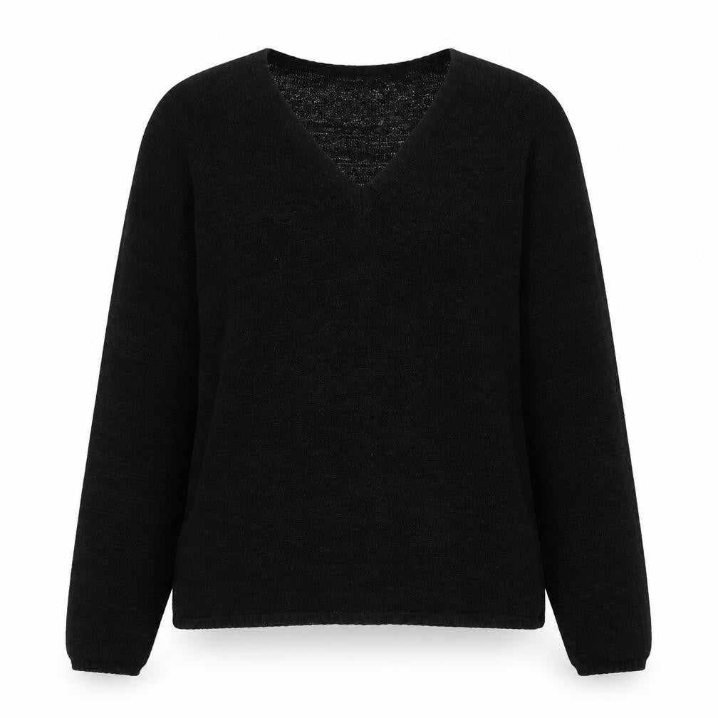 Womens UK L Regular Daniel Hechter Black Pullover Open-Knit
